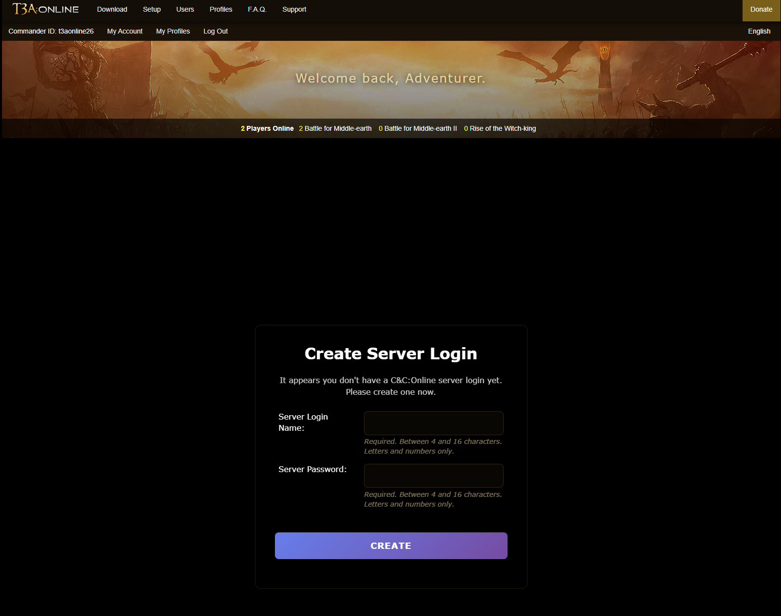 Create your Server Login